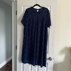 Size 3X Additionelle Love & Legend Navy Blue Floral Lace Midi Dress